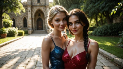 Cover for 'Threesome, I Fucked The Beautiful Elsa And Her Friend. I Fill Their Pussies With Cum And Cum On Their Faces. (AI Generated)'